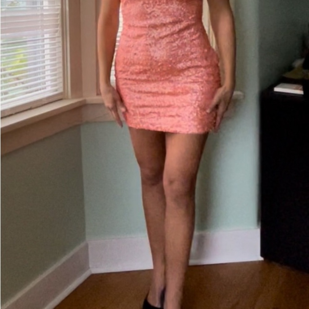 Express Strapless Coral Dress